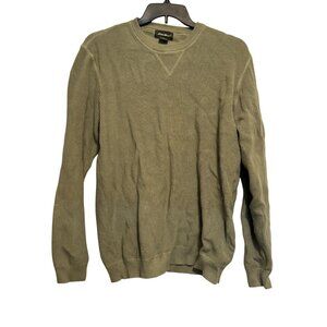 Eddie Bauer Ribbed Cotton Crewneck Sweater Mens Tall L Olive Green Long Sleeve